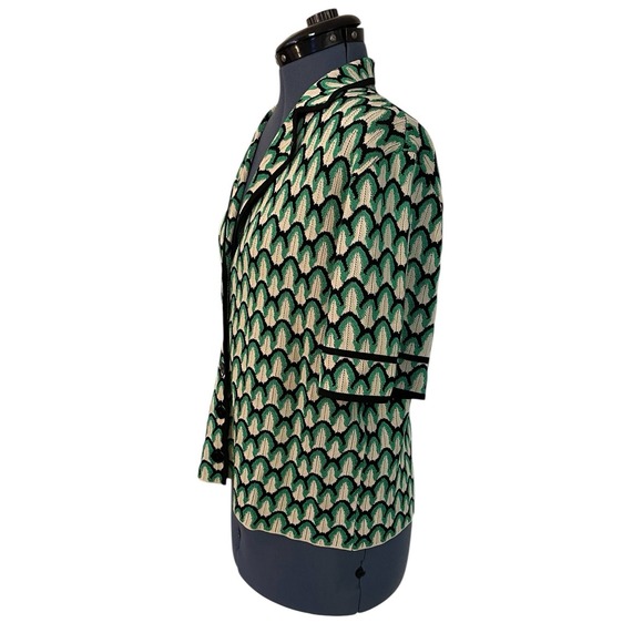 SANDRO Orthis Green Black Geo Knit Short Sleeve Oversized Cardigan Top Retro 1 S - Picture 5 of 12